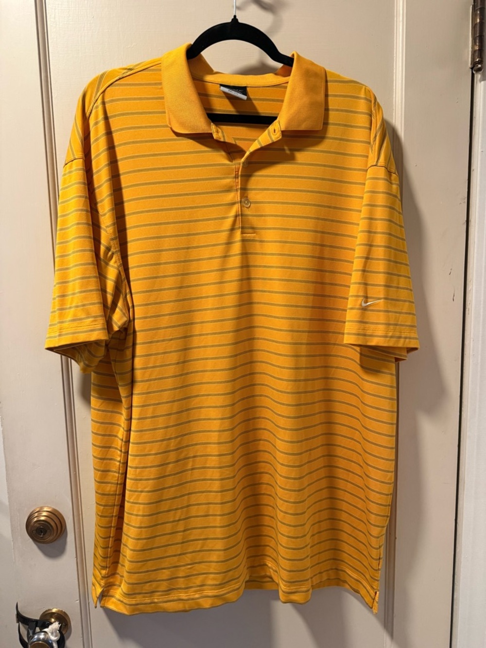 Nike Men's Yellow Striped Performance Polo